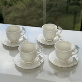 Jogo 4 Xicaras para Chá em Porcelana Birds Branca 200ml - Ela Decora